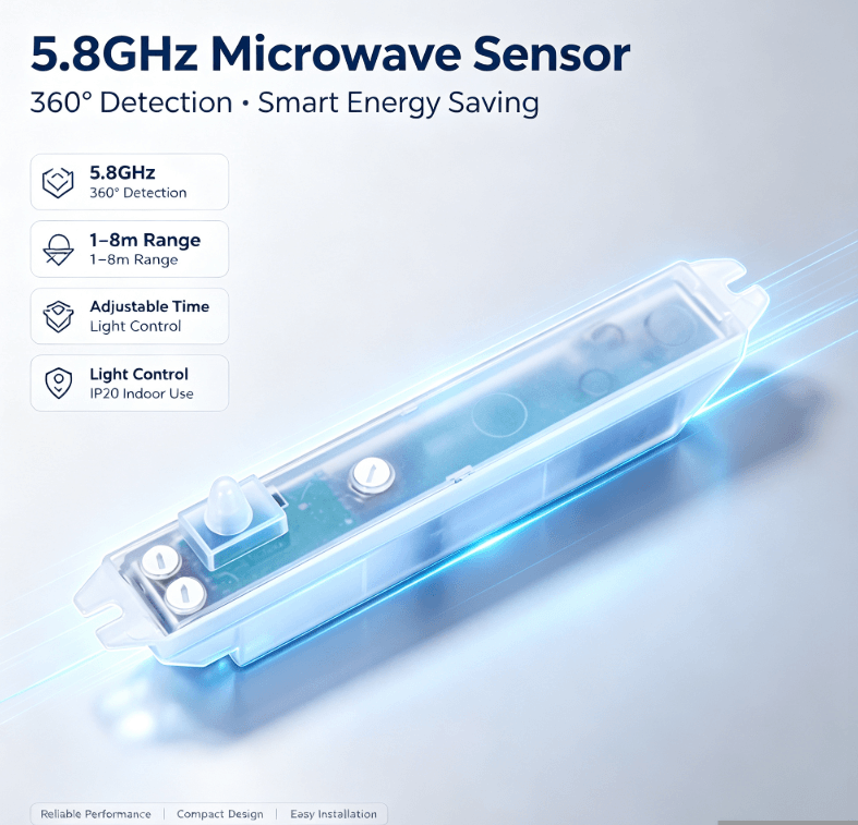 Senzor cu microunde PD-MV1020 5,8 GHz | Instalare ascunsă, mai puține declanșatoare false pentru iluminare